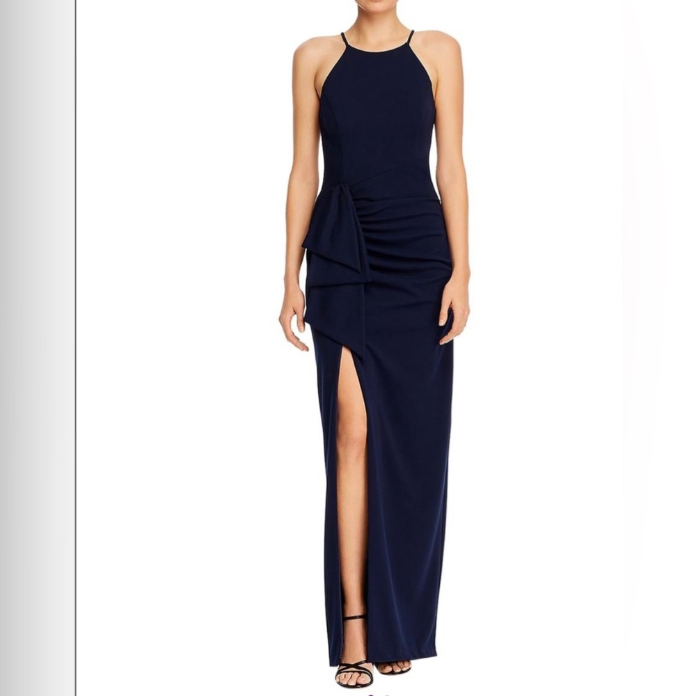 Navy Side-Slit Sleeveless Maxi Dress